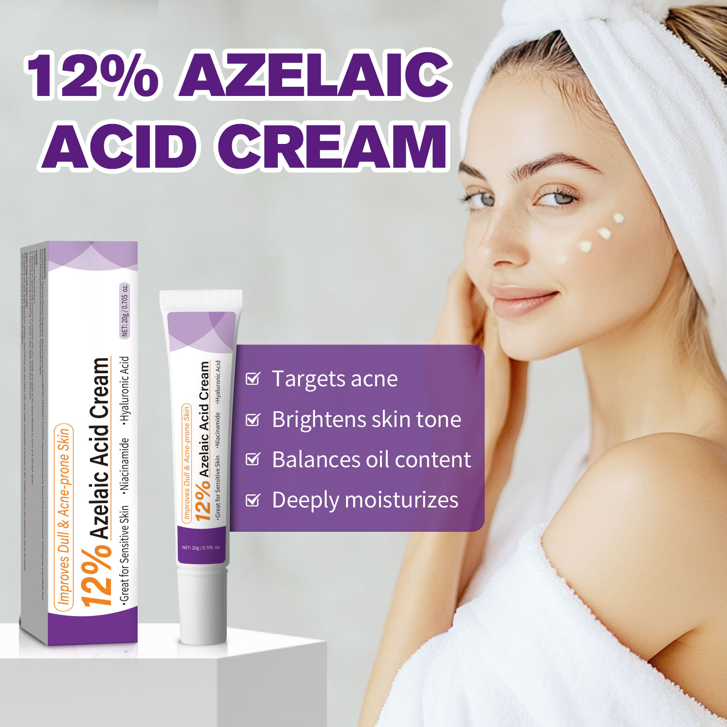 Skincare Skintific - Łagodny krem z kwasem azelainowym poprawia